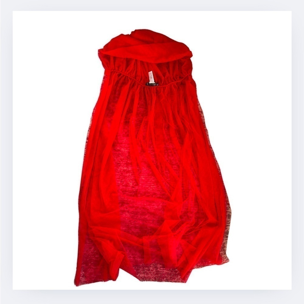 Zara Red Polka Dot Tulle & Velvet Dress with Cape - Picture 8 of 12